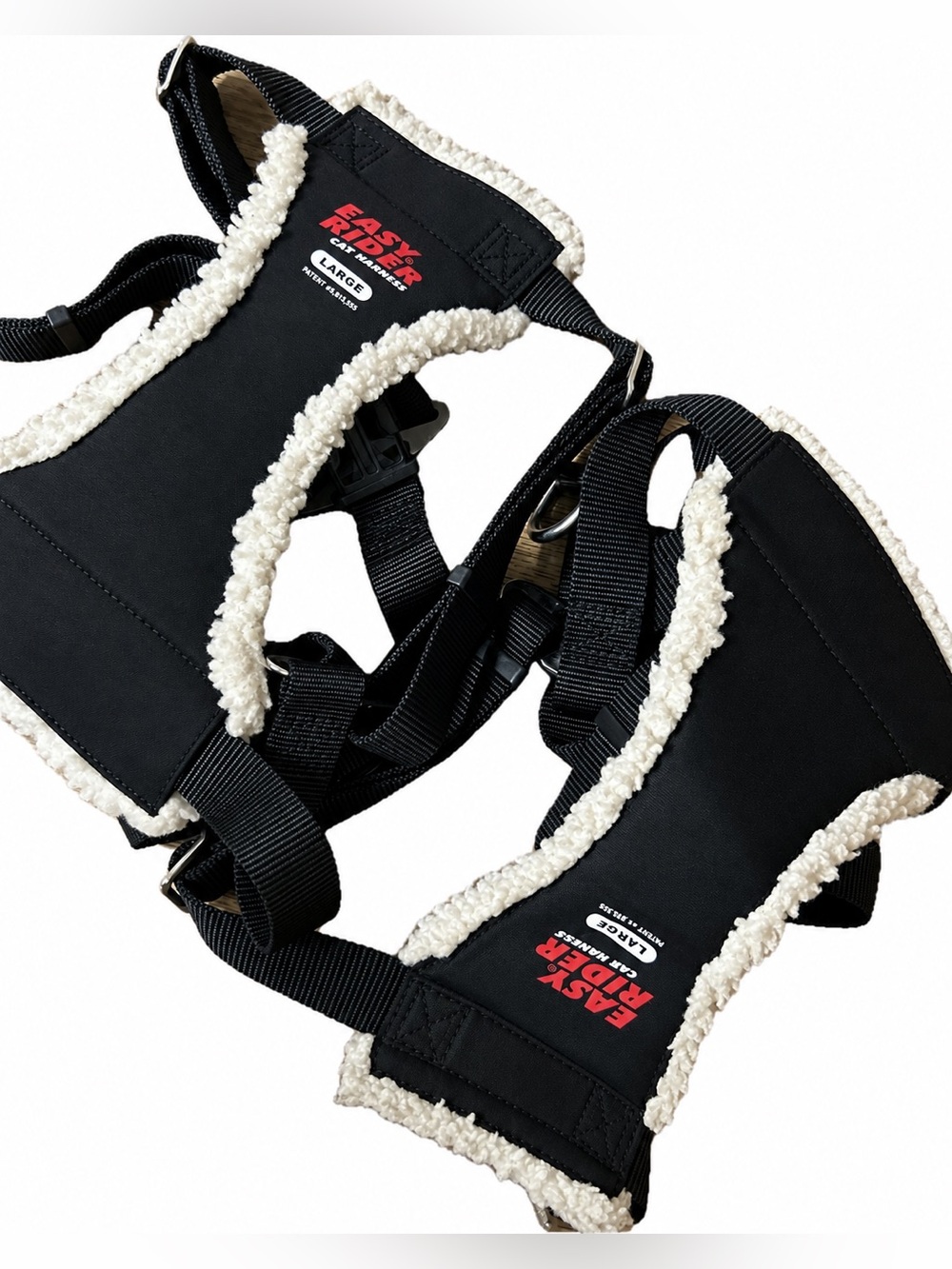 2 EASY RIDER Vintage Sherpa-Lined Dog Harnesses - Large